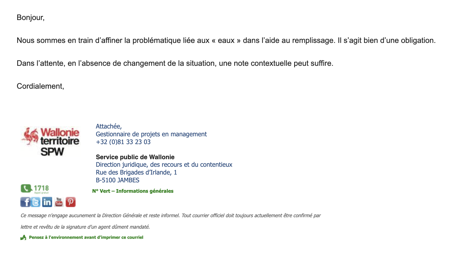SPW confirmation