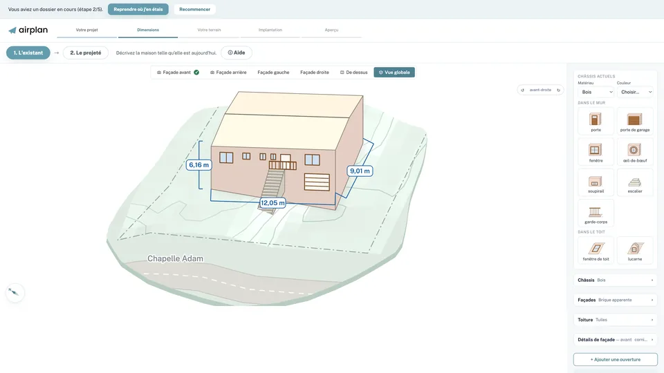 Éditeur de plans : maison en 3D sur sa parcelle