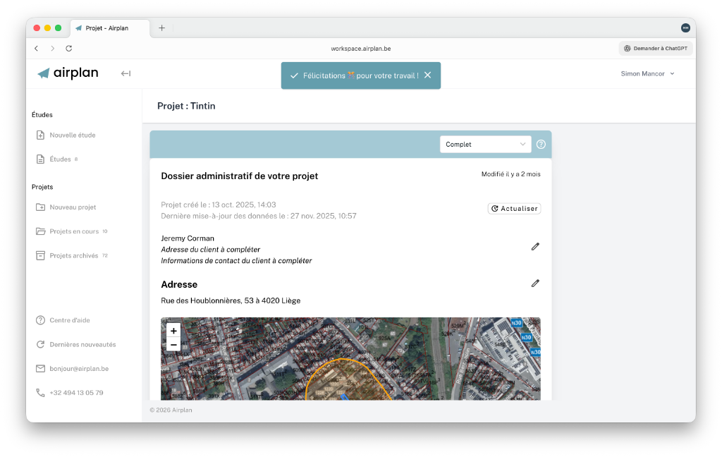 Automatisch in Airplan gesammelte WalOnMap-Daten