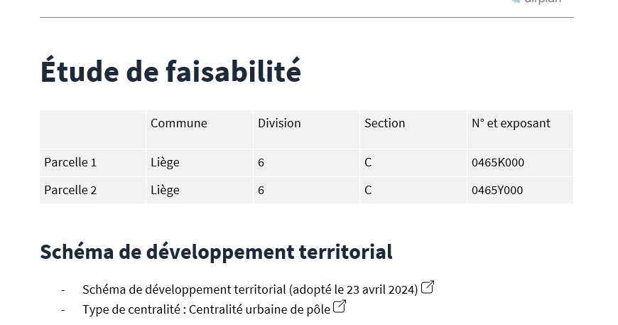 Étude de faisabilité avec la zone de centralité en première information