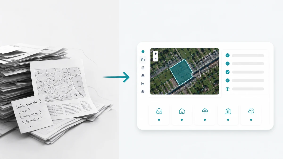 Airplan transforme les recherches administratives en dossier urbanistique structuré avec carte, annexes et données collectées automatiquement