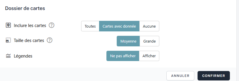 Paramètres par défaut du dossier de cartes