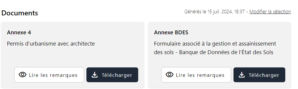Modifier la sélection des documents
