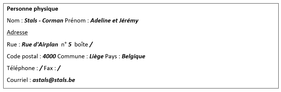 Coordonnées dans le document