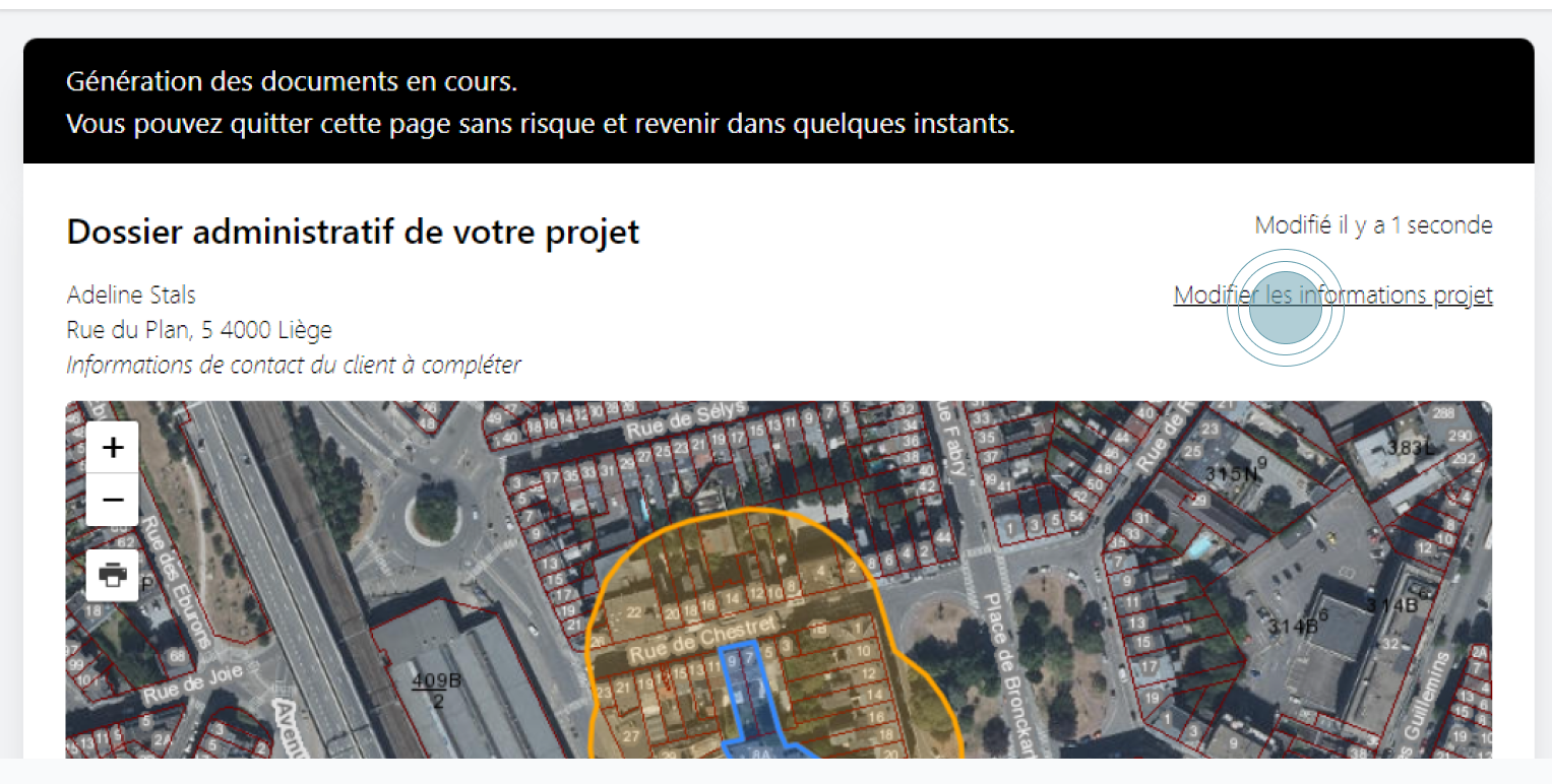 Modifier les informations projet