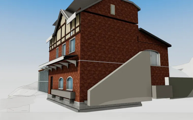 Rendu de la version 5 de la maquette vue depuis l'est